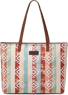 Montana WestWrangler Tote Bag for Women Canvas Shoulder Handbag Aztec Purse