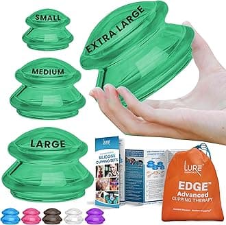 Silicone Cupping Therapy Set Professional Massage Cupping Cups for Cupping Therapy 4 Cup Kit for Massage, Myofascial Release, Cellulite Reduction (Lure Green)