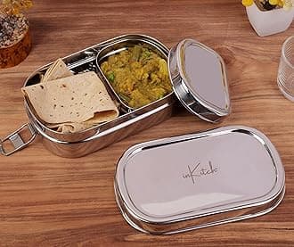 Leak Proof Stainless Steel Lunch Box with Partition, Rectangular Steel Tiffin Box for Office, School & Kids, Durable Lightweight Metal Lunch Container for Food Storage & Daily Use