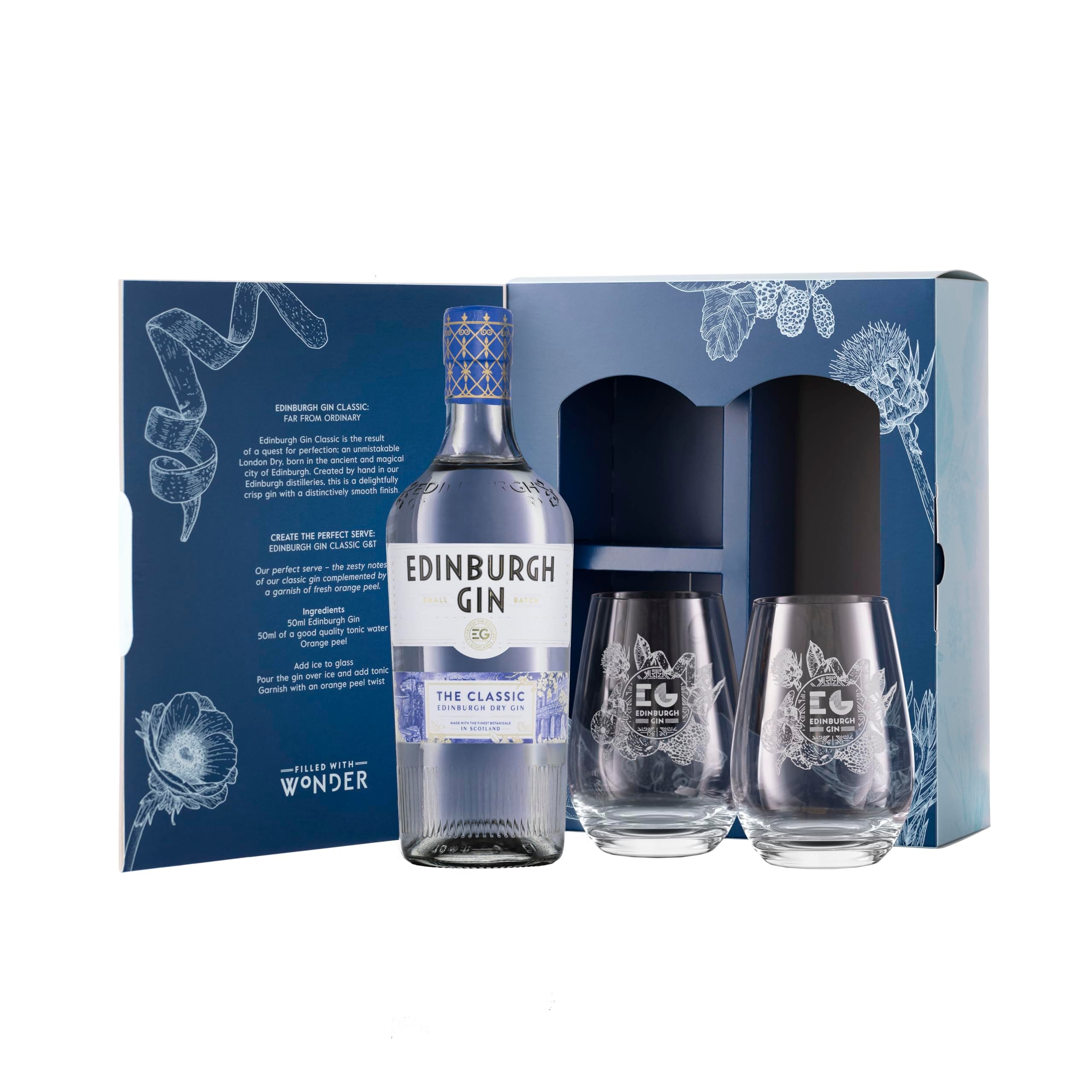 Classic Gin with Two Glasses Gift Set 70cl - Amazon Exclusive | 43% ABV | Perfect for Gifting | Award Winning Premium Gin | Crafted with Citrus and Lavender for a Smooth Taste