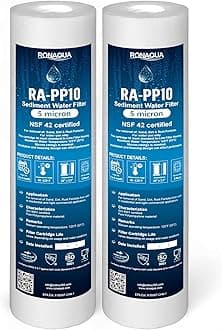5 Micron Sediment Water Filter Cartridge 10"x2.5", NSF Certified, 4-Layer Filtration for any 10-inch RO Units & Whole House Systems, Compatible with Culligan P5, AP110, WHKF-GD05, 2 Pack