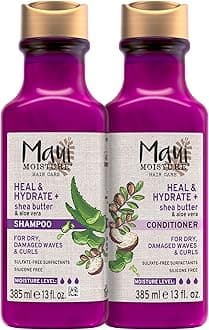Maui Moisture Heal & Hydrate + Shea Butter Shampoo + Conditioner to Repair & Deeply Moisturize Tight Curly Hair with Coconut & Macademia Oils, Vegan, Silicone, Paraben & Sulfate-Free, 13 Fl Oz (Pack