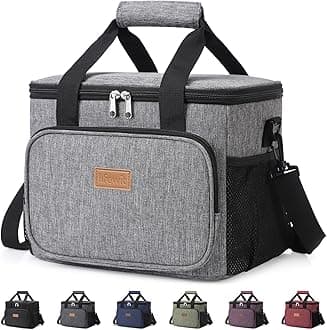 Large Lunch Bag Insulated Lunch Box Soft Cooler Cooling Tote for Adult Men Women, Gray 24-Can (15L)