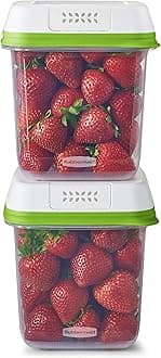 Rubbermaid FreshWorks Saver, Medium Produce Storage Containers, 2-Pack, 7.2 Cup, Clear