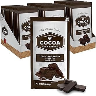 Cocoa Classics Dark Chocolate Cocoa Mix, Sweet, Smooth, Intense Dark Chocolate Flavored, Make Hot or Iced Cocoa, Gluten Free, Kosher Dairy Friendly, 1.25oz Packets (Pack of 36)