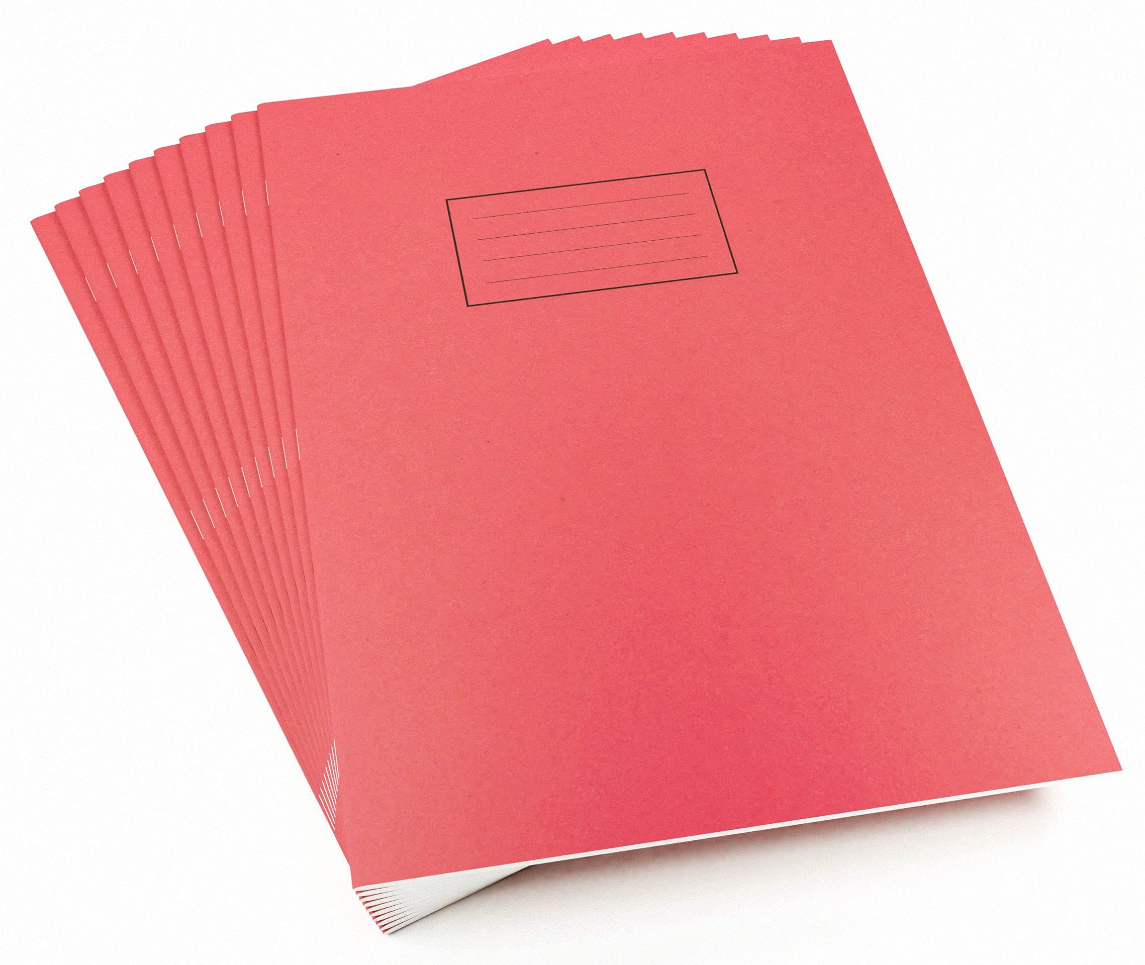 A4 Red Exercise Book, Lined With Margin - 80 Pages (Pack of 10)