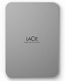 LaCie LaCie External HDD Hard Disk 5TB Mobile Drive for Mac/iPad/Windows, Moon Silver 3-Year Warranty STLP5000400