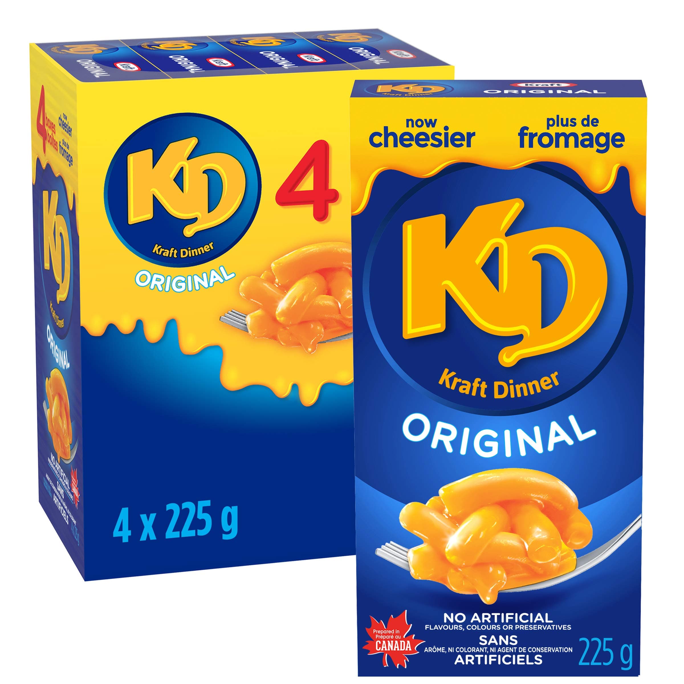 Kraft Dinner Original Macaroni & Cheese, 225g Box, 4 Count {Imported from Canada}