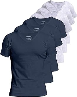 ComfneatMen's Undershirts 100 Percent Cotton Underclothing Comfy V-Neck T-Shirts (4-Pack/6-Pack)