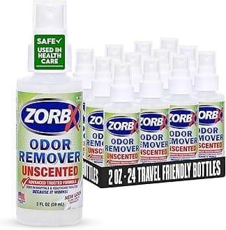 ZORBX Unscented Odor Eliminator for Strong Odor 2 Oz, Pack of 24 - Used in Hospitals & Healthcare Facilities - Advanced Trusted Formula, Fast-Acting Odor Remover Spray for Dog, Cat, House & Carpet