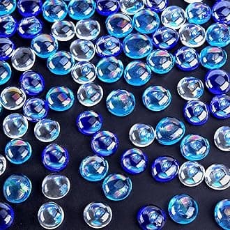 VGOODALL Glass Pebbles Bulk Pack, 120 Glittering Stones for Home Decor, Fish Tank Landscaping, Plant Glass Gems and Table Decorative Beads