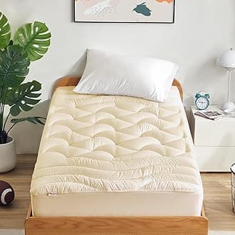 SLEEP ZONE Twin XL Cooling Mattress Topper for College Dorm, Premium Zoned Cool Mattress Pad Cover, Padded Mattress Protector Breathable Washable, Deep Pocket 8-21" (Beige, Twin XL)