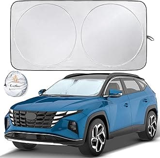 EcoNour Car Windshield Sun Shade with Storage Pouch | Durable 240T Material Car Sun Visor for UV Rays, Sun Heat Protection | Car Interior Accessories for Sun Heat | Medium Plus (64 inches x 34 inches)