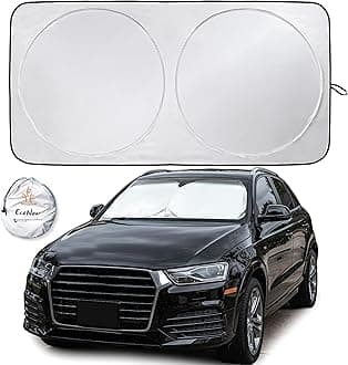 EcoNour Car Windshield Sun Shade (Classic - 149.8 x 73.6 cm) | Durable 240T Material Sun Visor for UV Rays & Sun Heat Protection | Car Interior Accessories with Storage Pouch