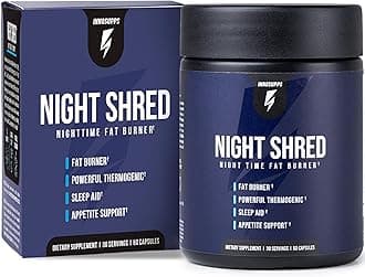 InnoSupps Inno Supps Night Shred - Night Time Fat Burner and Natural Sleep Support - Appee Suppressant and Weight Loss Support (60 Vegetarian Capsules)