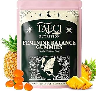 Premium Feminine Balance Gummies for Women – Hawaiian Pineapple Flavor – Supports pH & Daily Wellness – Probiotic Supplement – Vegan, Gluten-Free – 60 Gummies (30 Servings)