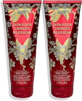 Bath & Body Works and Japanese Cherry Blossom Cream Ultimate Hydration Gift Set For Women 2 Pack 8 Oz. (Japanese Cherry Blossom)