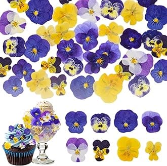 70 Pcs 8 Kinds Natural Dried Pressed Edible Flowers for Cake Topper Decorating - Mix Viola Tricolor for Cupcake Toppers, Cocktails, Resin Jewelry Making, DIY Art Crafts