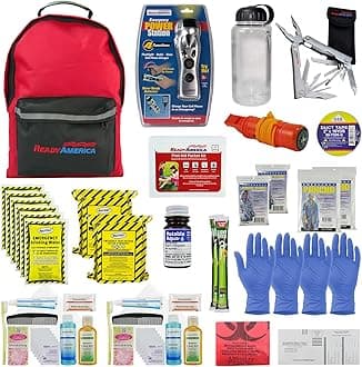 Ready America 72 Hour Deluxe Emergency Kit, 2-Person 3-Day Backpack, First Aid Kit, Survival Blanket, Power Station, Emergency Food, Portable Disaster Preparedness Go-Bag for Earthquake, Fire, Flood