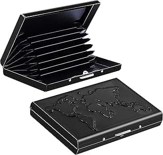 8 Slot Metal RFID Credit Or Debit Card Holder Wallet for Men Women- (Black World Map-9.5cm x 6.5cm x 1.5 Cm)