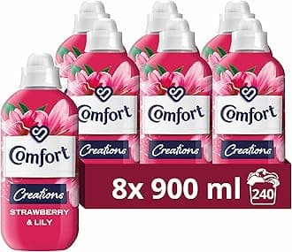 Comfort Creations Strawberry & Lily Fabric Conditioner with Stay Fresh technology for 100 days of freshness + fragrance* 240 washes (8x 900 ml)
