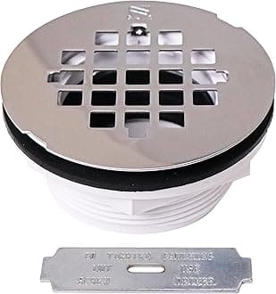 D206P-26 2" No-Caulk PVC Compression Shower Drain with 4-1/4" Round Grid Cover, Polished Chrome