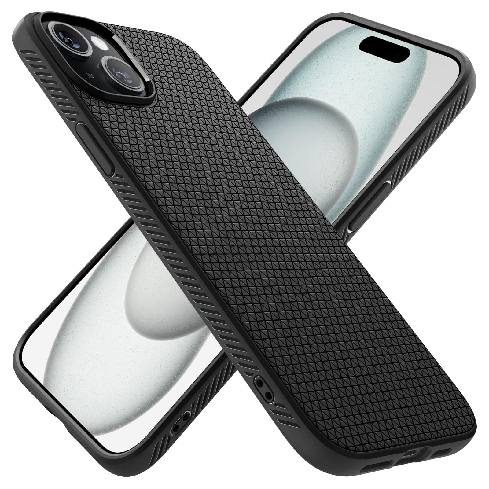 Liquid Air Back Cover Case for iPhone 15, Durable Protection, Air Cushion Technology - TPU | Matte Black