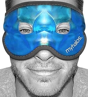 MyHalos® Gel Eye Mask - Reusable Cooling Eye Mask with Adjustable Straps - Cold Mask for Puffy Eyes, Dark Circles and Hangovers - Eyes Ice Pack Compress for Sinus, Headaches & Puffiness, Pink