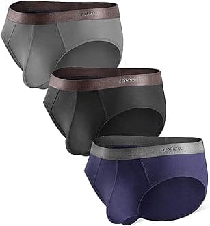 Men's Underwear 3 Pack Basic Bamboo Rayon Soft Breathable Dual Pouch Briefs