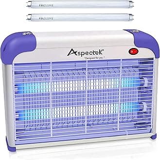 ASPECTEK 20W Indoor Bug Zapper, Insect Killer, Powerful UV Lamp Attracts Flying Insects Like Mosquito, Fungus Gnat, Moth, 2800V Includes 2 Replacement Bulbs