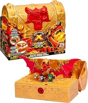 Treasure X Lost Lands Dragon's Realm Mystery Treasure Chest | unlock the chest & reveal 25+ surprises! Smash the Dragon Block, Solve the Puzzle, & Insert the Dragon Eye to reveal the Ultimate Surprise