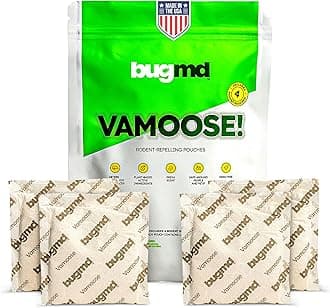 BugMD Vamoose Rodent Repellent Pouches (1 Pack, 4 Pouches) Plant-Powered Rat Repellent, Mouse Deterrent, Indoor & Outdoor Mice Repellent, Best Mouse Repellent, Natural Rat & Mouse Repellent
