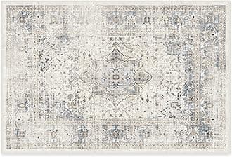 RUGGABLE Sarrah - Washable Rug - Elegant Room Decor and Vintage Area Rug Perfect for Living Room Bedroom Kitchen - Stain Resistant - Pet & Child Friendly - Blue Quartz 60cm x 90cm (Standard Pad)