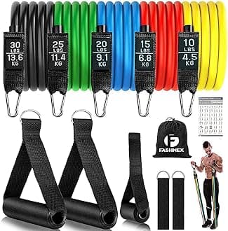 - Resistance Bands Set for Exercise, Stretching and Workout Toning Tube Kit with Foam Handles, Door Anchor, Ankle Strap and Carry Bag for Men, Women