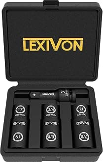 LEXIVON Impact Socket Set, 6 Total Lug Nut Size | Innovative Flip Socket Design Cover Most Commonly Inch & Metric Used Sizes | Cr-Mo Steel = Fully Impact Grade (LX-111)