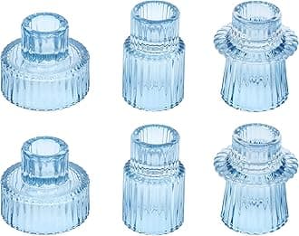 Vixdonos Set of 6 Glass Candlestick Holders