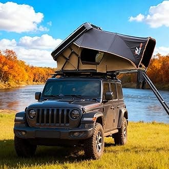 Naturnest Rooftop Tent Hard Shell, Easy Set Up Pop Up Large Tent for 2-3 Person Camping, Waterproof UV-Resistant Blackout Privacy 4 Season Tents for Truck, Jeep, SUV, Van, Trailer - Sirius 2