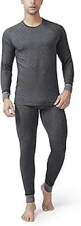 DAVID ARCHY Men's Winter Warm Stretchy Fleece Lined Base Layer Thermal Set Long John with Fly