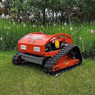 Robot Lawn Mower,Power Four sroke Hybrid Gas-Electric Robotic Lawnmower with Remote Control, 7.5/HP Mower Climbs up to 30° Incline Lawn Care Equipment for Farm, Home Garden