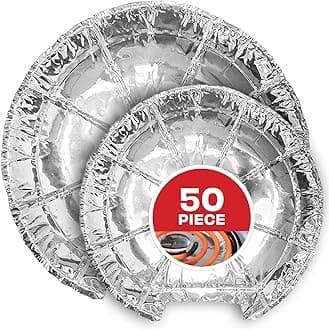 Round Electric Stove Burner Covers (50 Pack) 6 Inch and 8 Inch Disposable Stove Top Aluminum Foil Bib Liners, to Keep Kitchen Range Clean from Oil and Food Drips, Stock Your Home