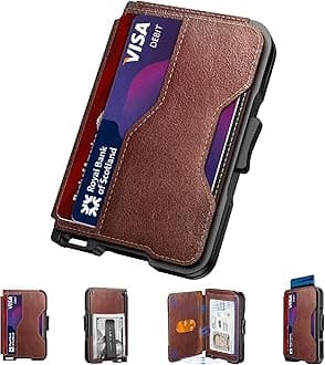 tizmuo Wallet for Men, Slim Wallet for Men with Money Clip, Pop Up Card Case, RFID Blocking Bifold Wallets, Minimalist Leather Slots Credit Card Holder with Gift Box