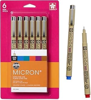 SAKURA Pigma 30064 Micron Blister Card Ink Pen Set, Colors may vary, 2-mm
