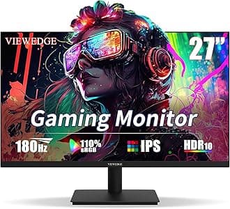 Viewedge Gaming Monitor 27 inch 180hz (Supports 144hz/165hz) 1ms, 110% sRGB with HDR 10 | 1080p IPS Screen, DP HDMI, Built-in Speakers, Support Freesync and Wall Mount