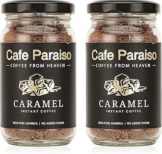 Cafe Paraiso Caramel Combo Instant Premium Flavored Arabica Coffee | Rich & Creamy Caramel Flavor, Perfect for Coffee Lovers | Convenient Instant Coffee | 100g