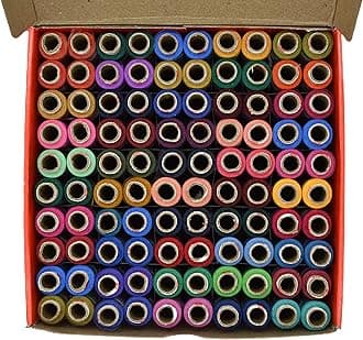 HUNNY- BUNCH Premium Madura Coats Spade Poly - Polyester Sewing and Tailoring Thread 2 Ply (180 Meters of Each Tube - 100 Tubes Per Box) Multicolored (2002L)