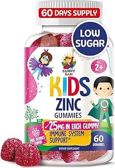 Zinc Gummies for Kids - Chewable Zinc Gummy Supplement for Children Immune Support - Low Sugar Natural Antioxidant Non-GMO Vitamin Chewables for Toddlers & Teens - 60 Gummies