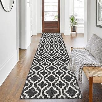SHACOS Extra Long Hallway Runner Rug 66x300 cm Non Slip Hall Runners Narrow Rug Washable Long Carpet Runners for Kitchen Hallway Entryway, Black/White