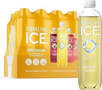 Sparkling Ice Lemonade Variety Pack, Zero Sugar Sparkling Water, with Vitamins and Antioxidants, 17 fl oz, 12 count (Lemonade Flavors: Classic, Raspberry, Peach & Berry)