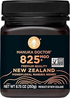 MGO 825+ Manuka Honey Monofloral, 100% Pure New Zealand Honey. Certified. Guaranteed. Raw. Non-GMO (8.75 oz)