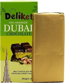 Deliket Kunafa & Pistachio Chocolate Tablet – Premium Gourmet Chocolate Bar, 200g | Unique Arabic Dessert-Inspired Treat